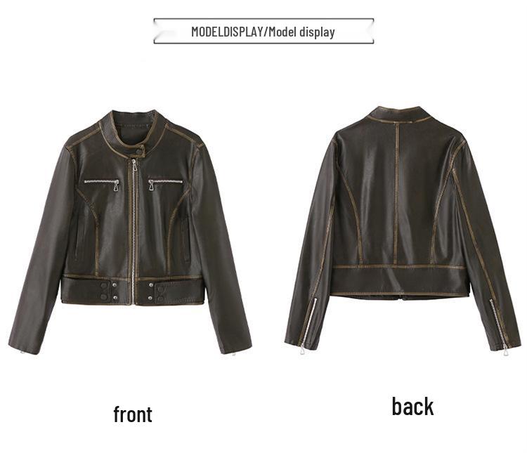 2025 Elegant Petite Women's Genuine Leather Jacket - Short Spring/Autumn Style