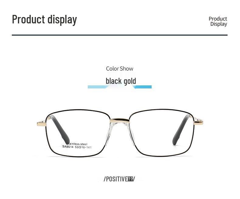 Ultra-light Men's Stainless Steel Square Eyeglasses Frame, Myopia-Compatible, Multiple Colors, 2026 Model