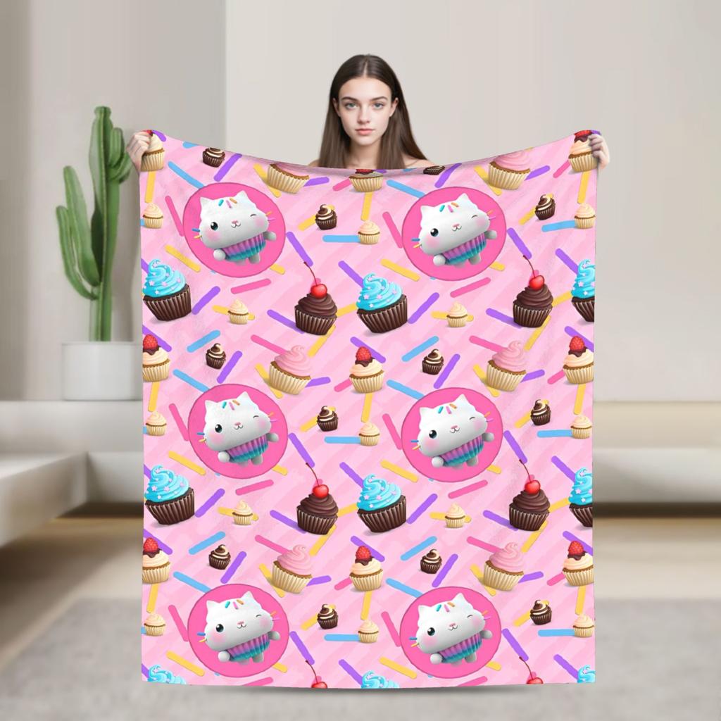 Cartoon Cute Gabby Dollhouse Blanket Cover  Fleece Throw Blankets Summer Air Conditioning Decoration Soft Warm Bedspread