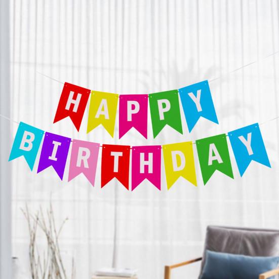 1 Set Happy Birthday Banner Rainbow Birthday Banner Circle Confetti Garland Swirl Streamers Honeycomb Ball Birthday Party Decoration