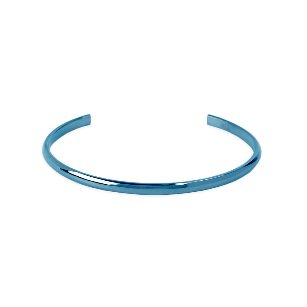 

Amore Bangle Stainless Steel Round Simple Silver Black Blue Men Women Bracelet Accessory Birthday Anniversary Present Gift [La Eterno] [L Size Blue] синій