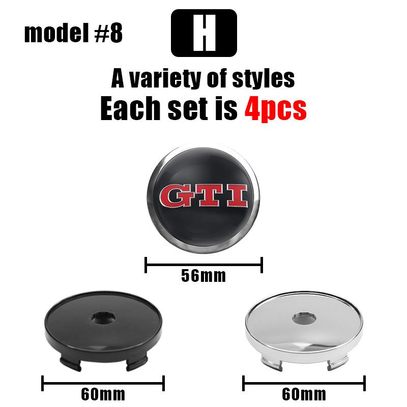 

2026 Hot For VOLKSWAGEN VW 4Pcs 56mm 60mm Car Wheel Center Hub Cap Rim Cover Sticker Auto Accessories For Volkswagen Tiguan GTI 60mm Black Lid