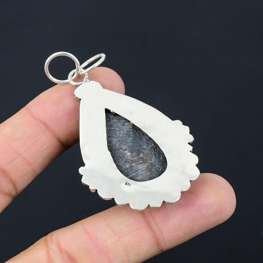 Sisters Day Sale Spider Web Jasper Gemstone Pendant Jewelry 925 Sterling Silver