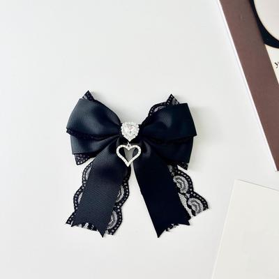 Nuevo broche de lazo de cinta de cristal con diamantes de imitación, poliéster, joyería vintage, corbata conmemorativa, corbata negra, pajarita para mujer