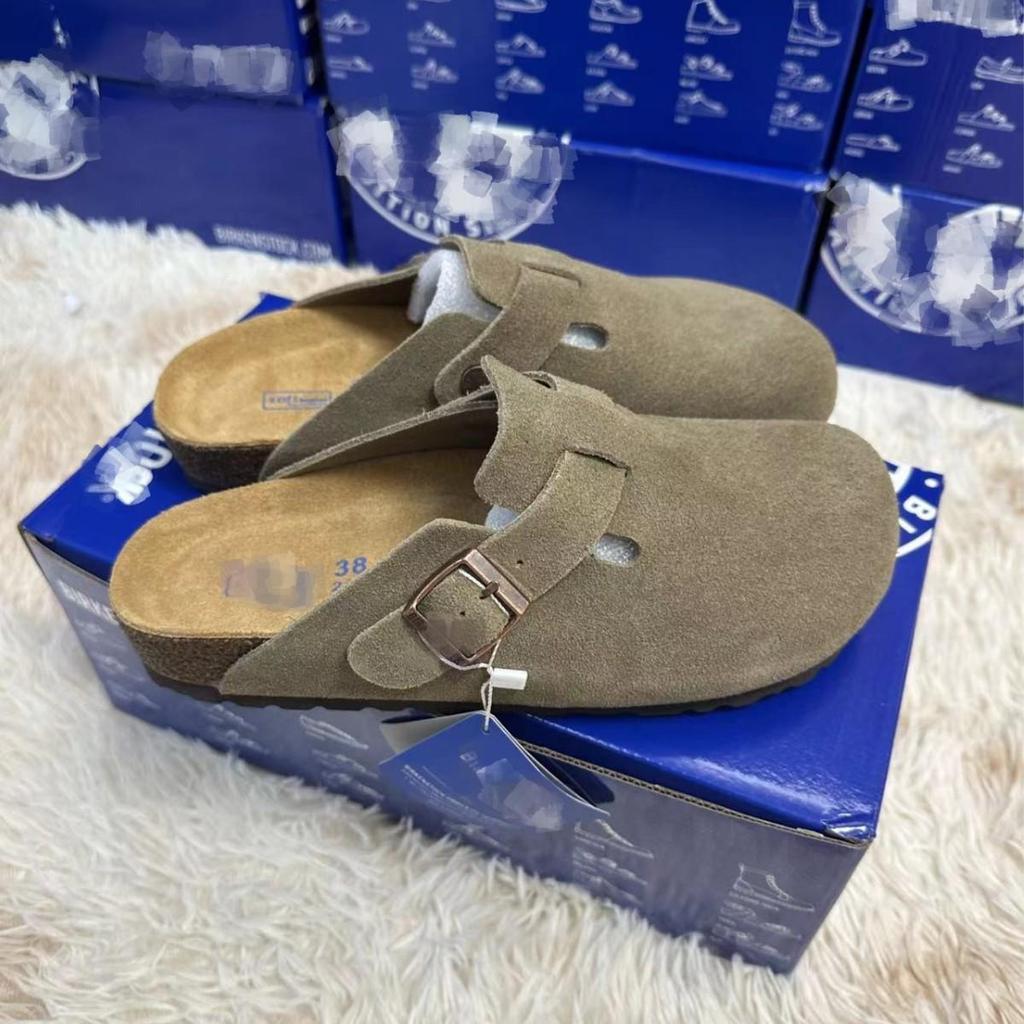 Men’s BK Genuine Leather Retro Toe Semi-Slippers - New, Versatile, and Comfortable Birkenstock Shoes