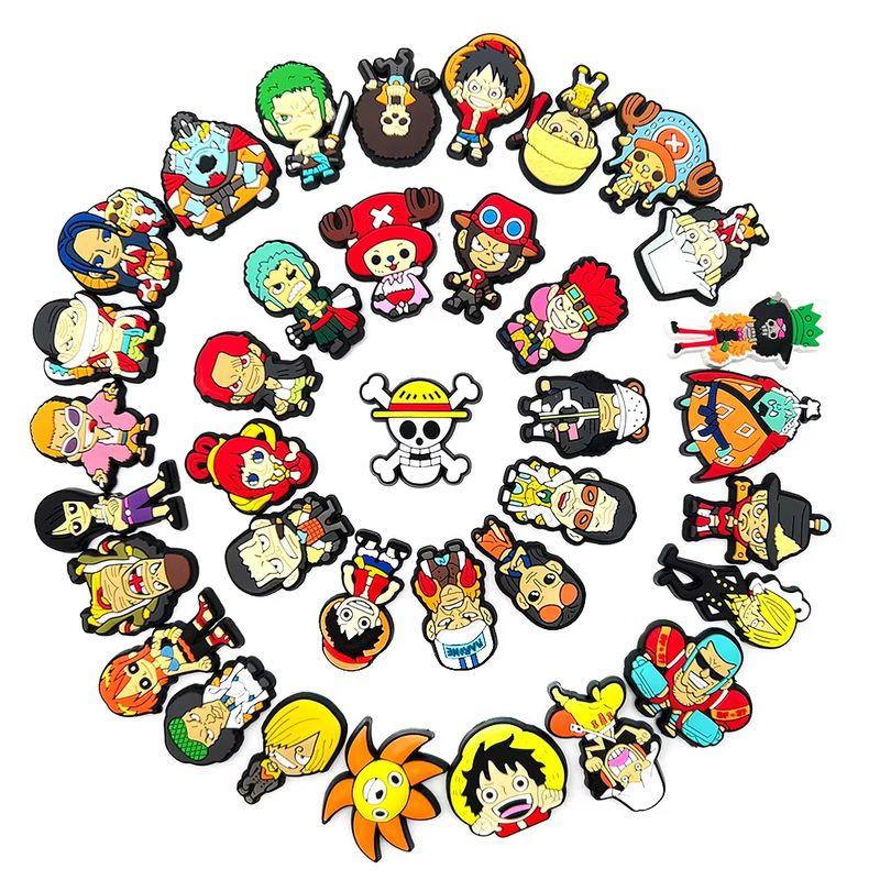 12/24/36Pcs Set One Piece Series Luffy Zoro Sanji Figures Cute Cartoon Hole Shoes Buckles Japanese Anime Diy Accessories Gifts