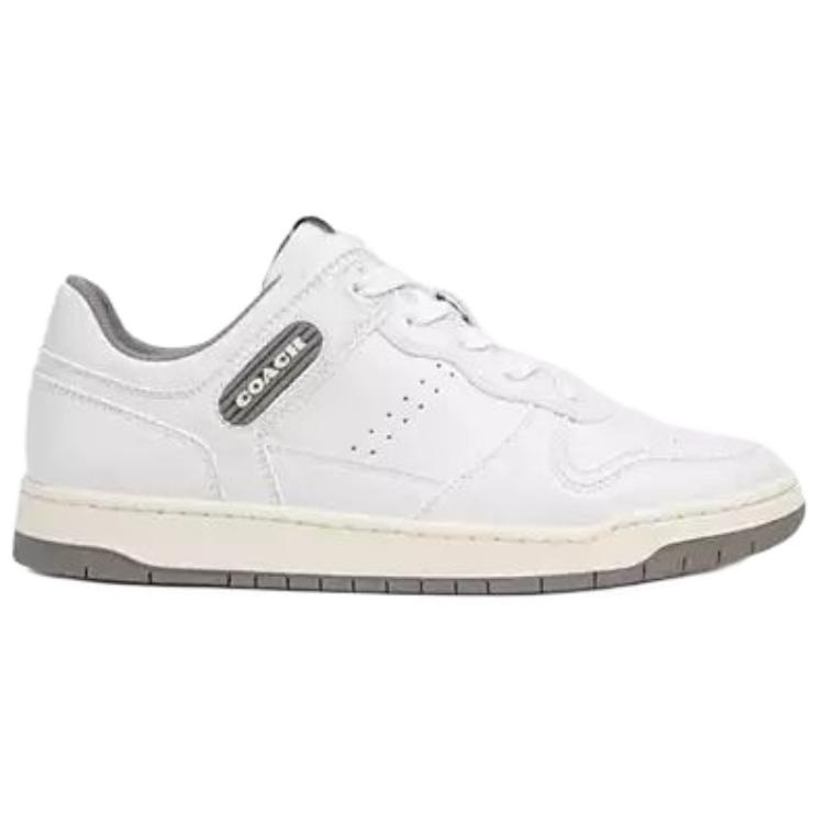 Coach C201 Leather Round Toe Lace-Up Low-Top Sneakers Women Sneakers White CR954-VKN