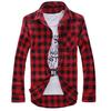 Camicia da Uomo Casual Slim Fit a Quadri con Bottoni Manica Lunga Collo a Revers Top