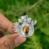 925 Sterling Silver Tiger's Eye Gemstone Birthday Solitaire Flower Ring Jewelry