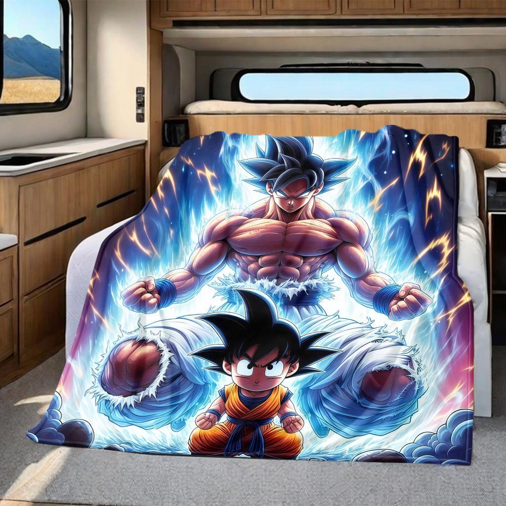 1pz Coperta in Flanella con Stampa DRAGON BALL, Alta qualità per Tutte le Stagioni, Arredamento per la Casa, Calore e Comfort, Perfetta per Regali di Natale
