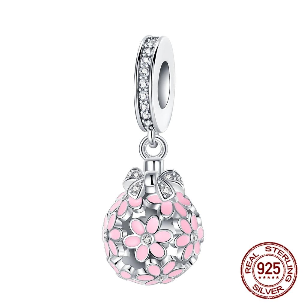 Copper Flower Birthday Gift Pendant Charms Beads Fit Original Bracelets Fine Diy Jewelry For Women Gift