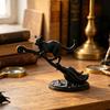 Durable Pla Craft Black Cat On Witch Broom Figurine, 3D Printed Broomstick Statue, Halloween Table Decoration Tabletop Ornament for Tiered Tray, Desk,