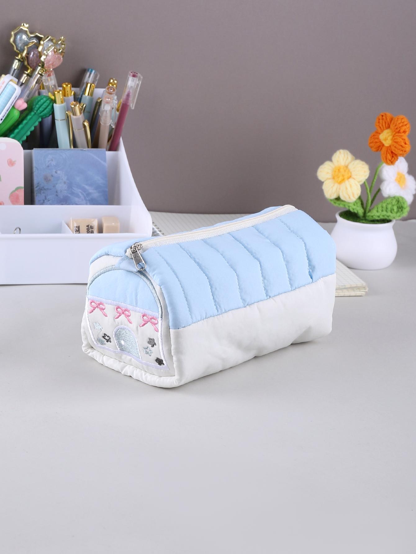 

1pc Kawaii large capacity pencil case School Supplies Stationery Durable Trousse Pencil Pouch Back-to-School Gifts pencil case синий