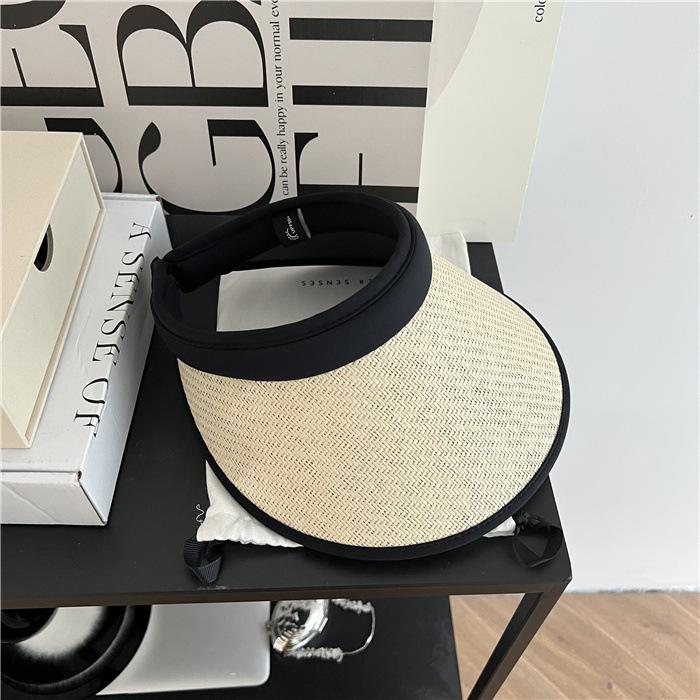 Empty Top Hat Sunscreen Hat Women'S Spring Summer Travel Simple Sun Hat Big Brim Full Face Visor Cycling Hat