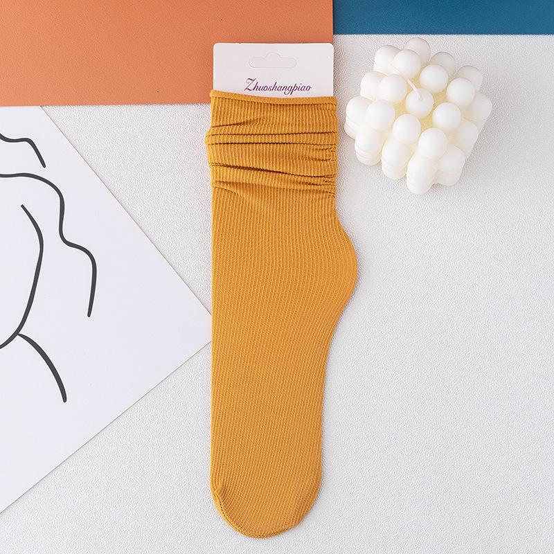 Women Girls Spring Summer Thin Loose Tube Socks Solid Color Black White Red Purple Green Yellow Velvet Breathable Long Socks