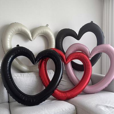 Love Balloon Decoration Hollow Out Big Love Photo Frame Aluminum Film Balloon Photo Props Boys And Girls Party Scene Arrangement