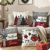 4PCS Christmas Cushion Cover 45X45CM Pillowcase Merry Christmas Decorations Home Ornament Xmas New Year Decor Sofa Pillow Covers