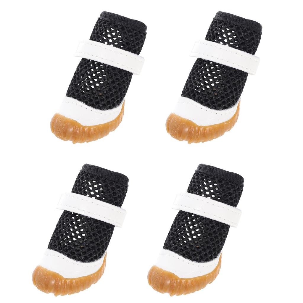 4 Paia Scarpe Estive per Animali Domestici Stivali per Cani in PVC Design a Rete Vuota Regolabili Traspiranti Copripiedi per Cuccioli Protettore per Cani da Interno ed Esterno