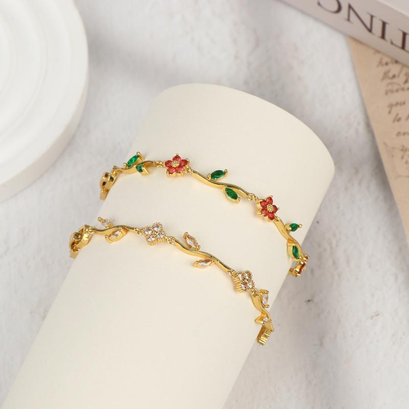 Multiple Color Flower  Branch Leaf Bracelet Dopamine Niche Women'S Bangle Jewelry Gifts