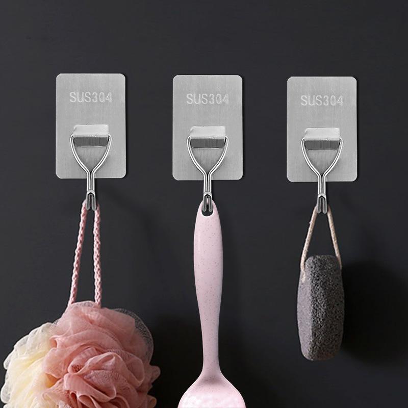 Household Stainless Steel Hook Adhesive-free Holeless Hook for Bathroom and Kitchen Door Rear Wall Towel Hanging Hook