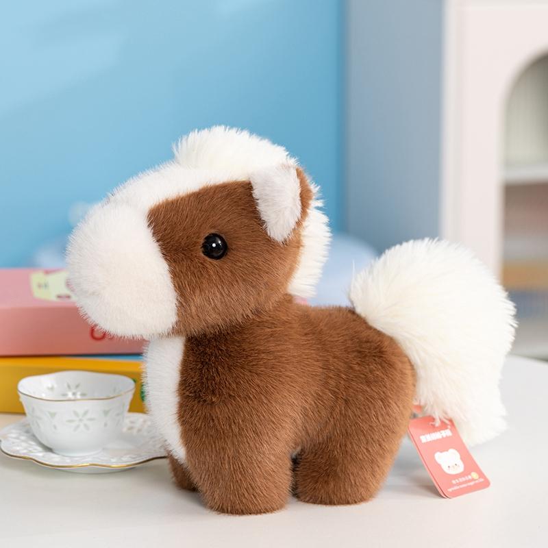 

28Cm Simulation Horse Plush Doll Brown Gray Long-Haired Animal Horse Plush Toy Year Of The Horse Mascot Home Decoration Kid Gift 28cm