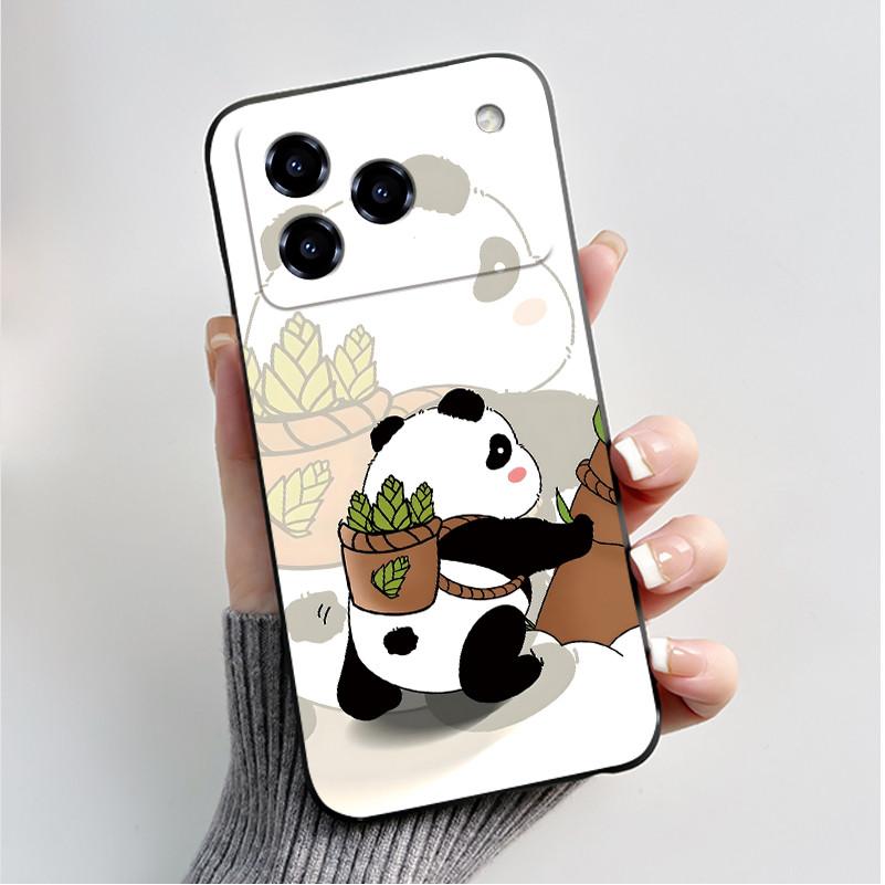Printing Pattern Case For ZTE Blade A76 4G Z2474 Soft Silicone Black Shell Cover Cute Flower Cartoon Casing