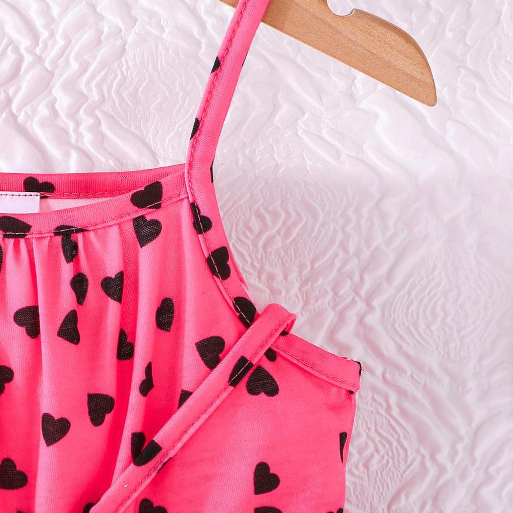 Girls' Heart Print Cami Romper with Matching Bag