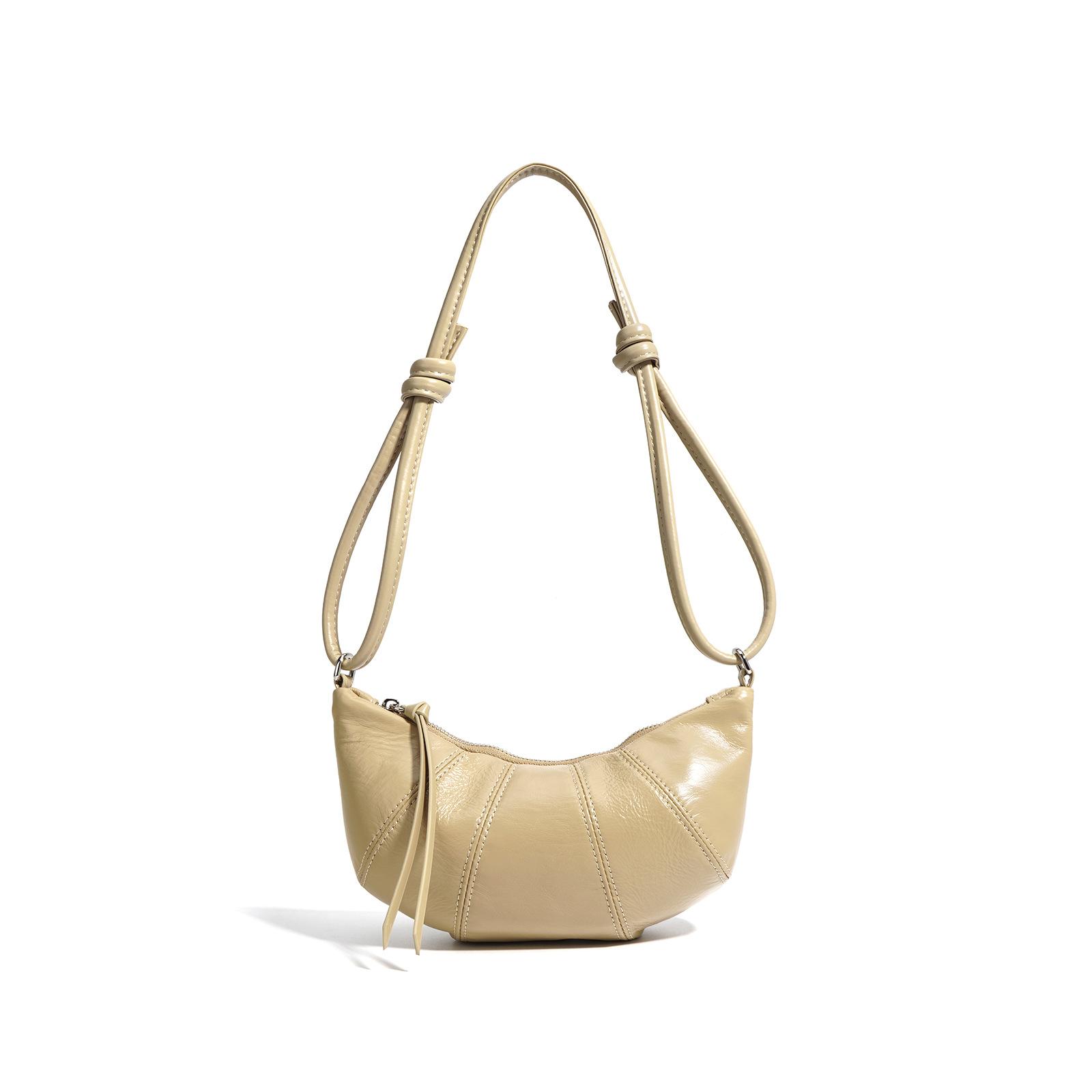 

Новая текстурированная сумка-пельмень из коровьей кожи, сумка-круассан в ленивом стиле из коровьей кожи первого слоя, повседневная нишевая серебристая сумка-полумесяц через плечо