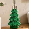 Cute Holiday Bathroom Accessories Christmas Tree Soap Dispenser, Flocking Effect Refillable Lotion Flocked Decor for Sink Pump Bottle, Reusable