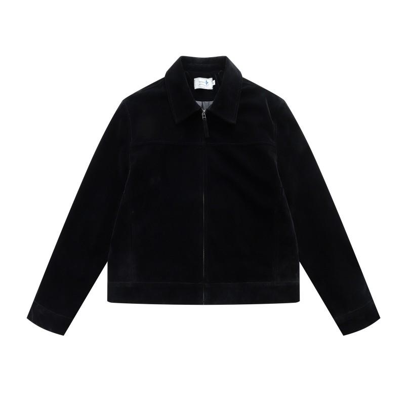 Vintage Old Money Style Fleece Lapel Jacket Men Casual Zip-Up Fall Outerwear