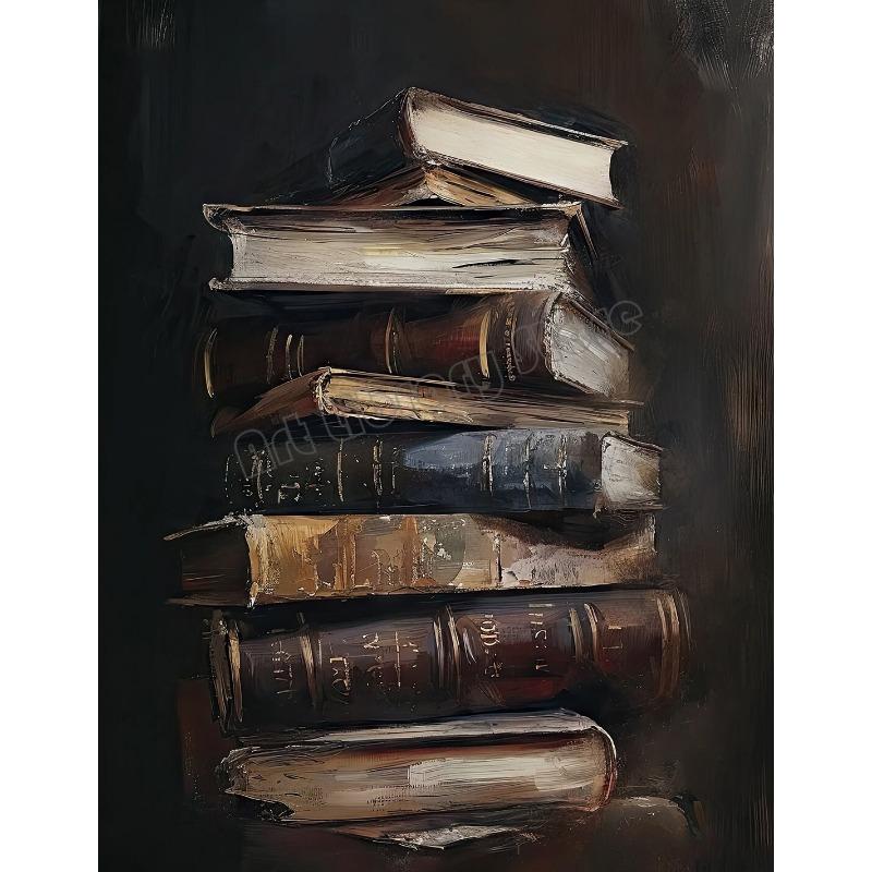 Vintage Elegant Lady Reading Stack of Books Motivational Quotes Poster Canvas Painting Wall Art Picture Room Home Decor