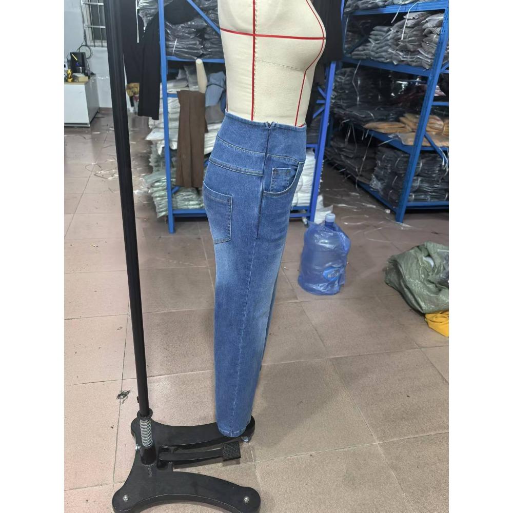 Women Baggy Jeans Streetwear High Waist Wide Leg Denim Pants Retro Elastic Waist Blue Loose Female Trousers