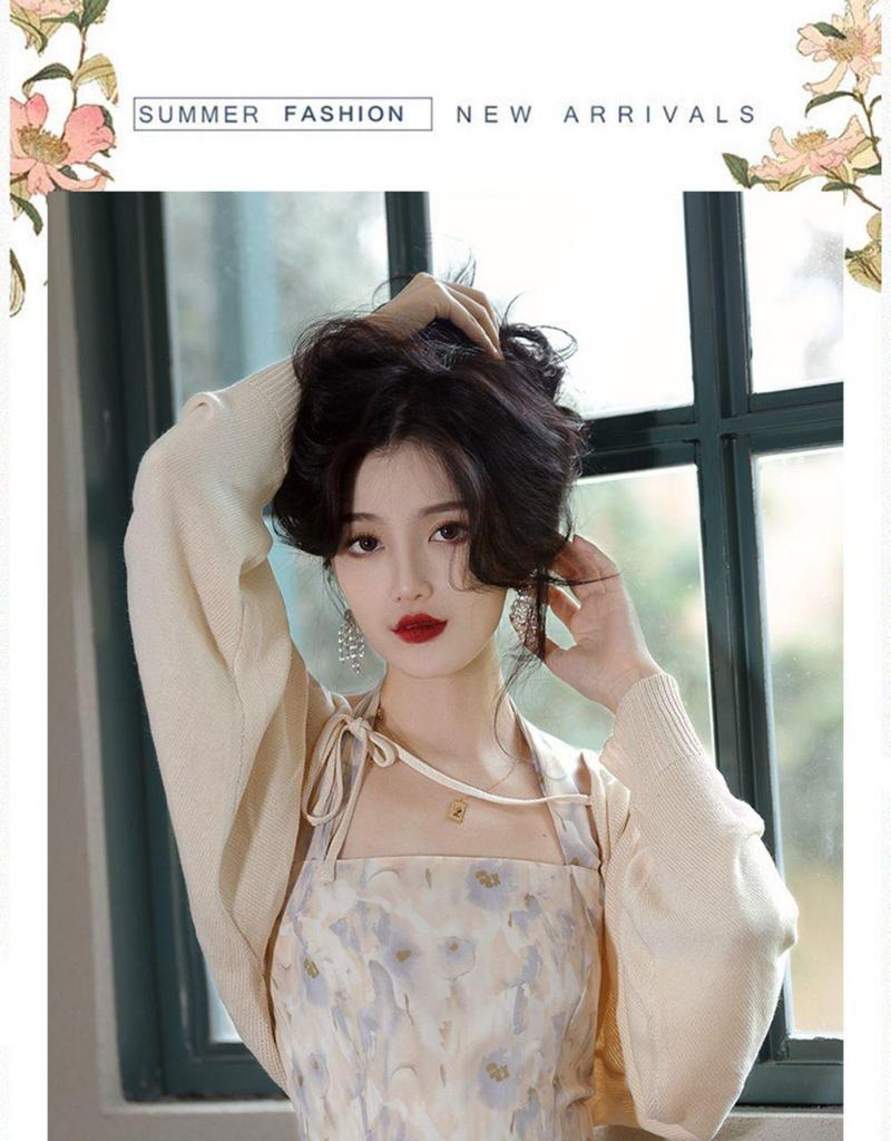 Spring/Summer 2026 Women's Floral Tie-Up Dress: Elegant, Sweet Niche Style, Two-Piece Skirt