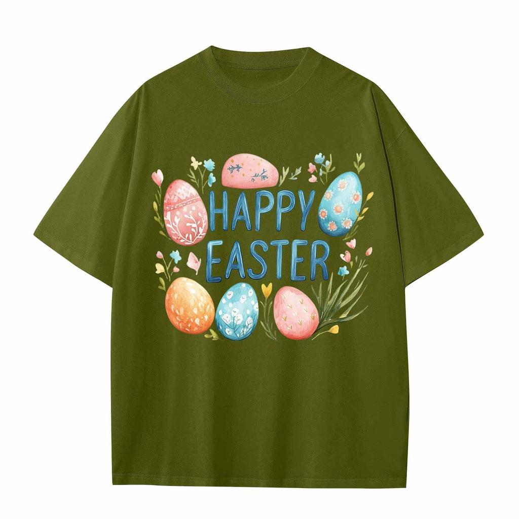 Pojkar och flickor Casual Lös Påsktryck T-shirt Rund Halsad Pullover Kortärmad Topp