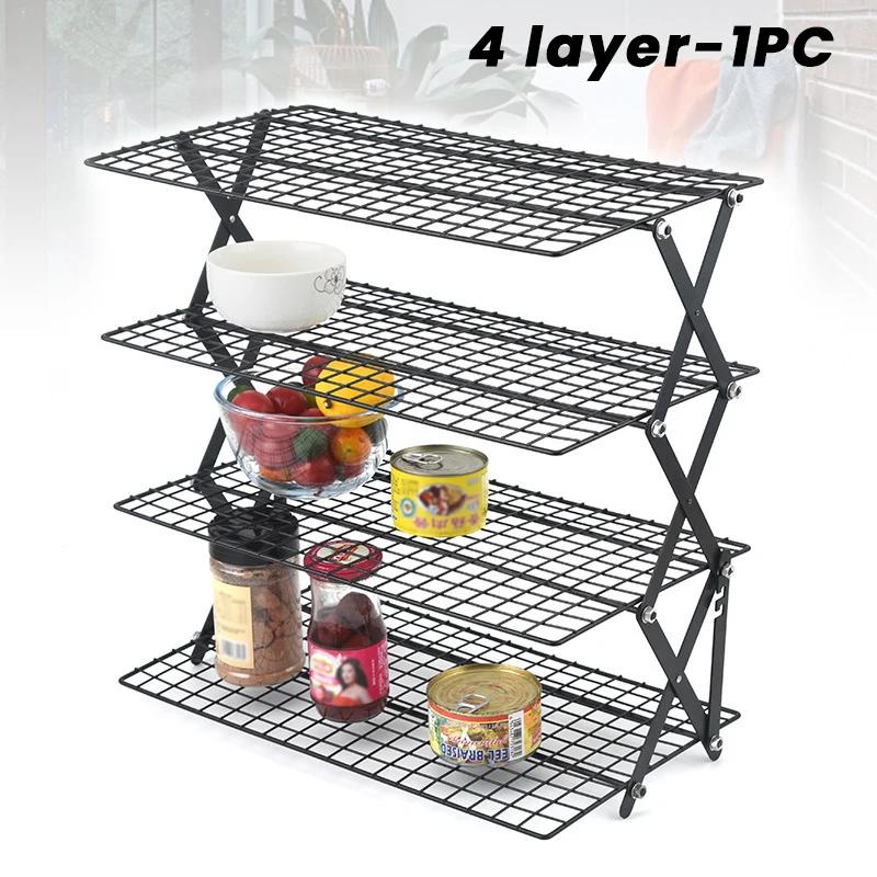 2Pcs Outdoor Camping Dining Rack Iron Shelf Storage Portable Storage Rack Picnic Rack Foldable Table Barbecue Special Tools