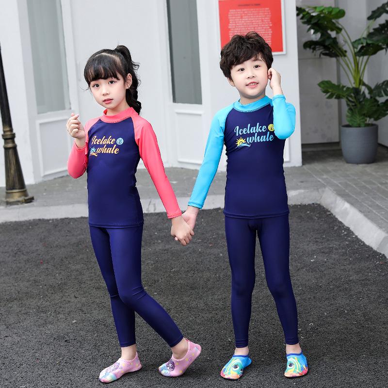 Parent-Child Long-Sleeve Swim Set for Boys and Girls - Quick-Drying, Sun-Protective Korean Style