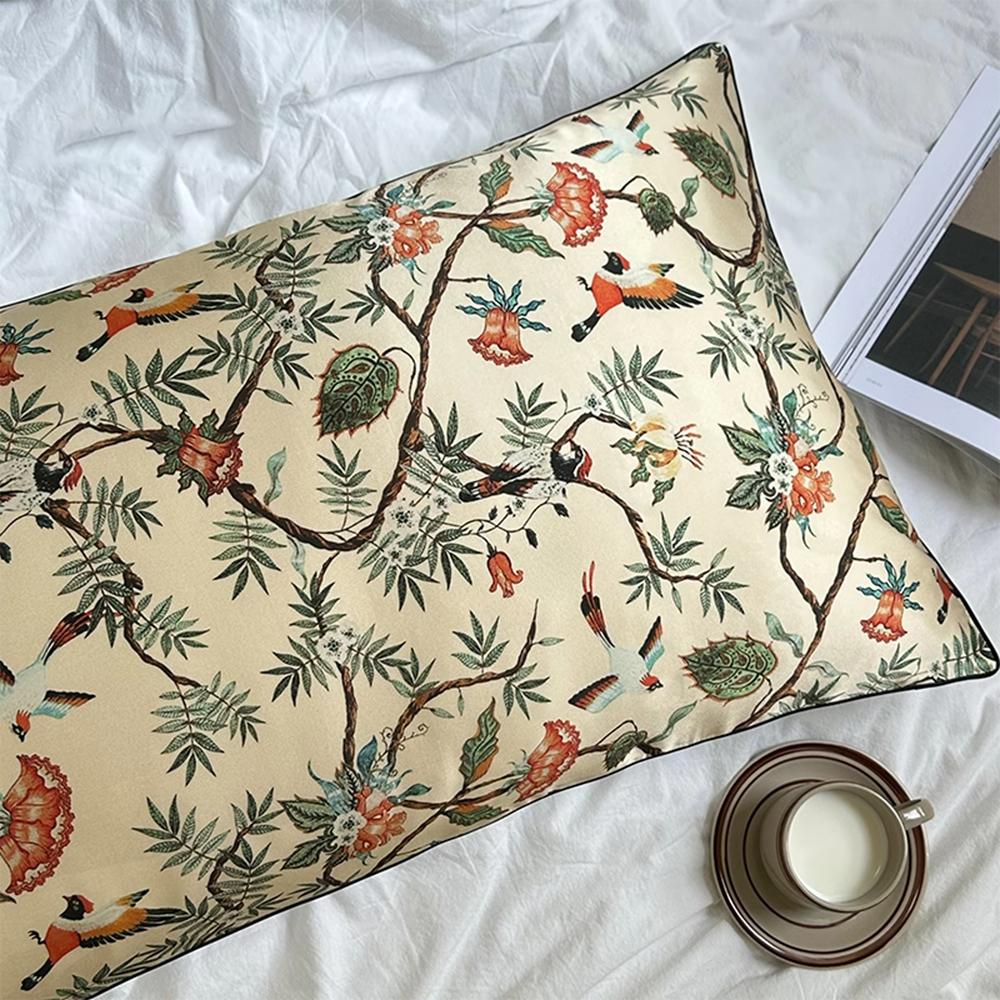 

25 Momme Pure Natural Silk Pillow Case Envelope Design Printed Pillow Case Skincare Smooth Single sided Mulberry Silk Pillowcase High Quality 48x74cm