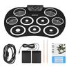 Electronic Drum Pads, 9 Pads Rolls Up Practice Drum Set Built-in Speaker and Headphone Jacks, Drum Sticks and Drum Pedal