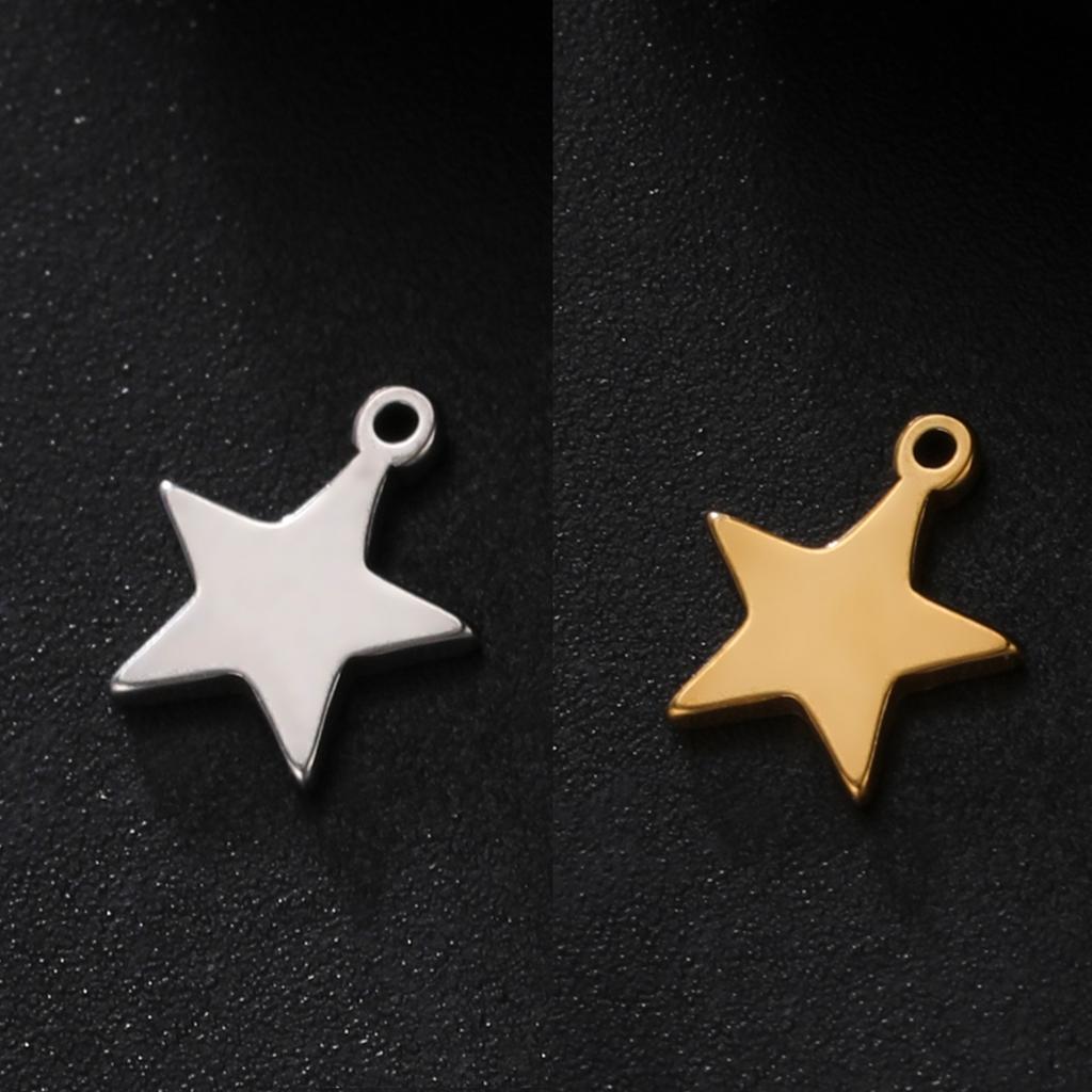 Teamer 5pcs/lot Stainless Steel Charms for Jewelry Making Bear Leaves Stars Pendant Mini Charm Bracelet DIY Accessories Hot Sale