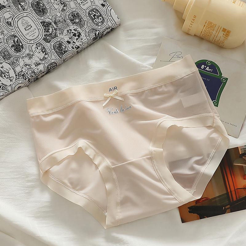 AIR Ice Silk Women s Nude Feel Seamless Breathable Mid-Waist Triangle Panty with Cotton Crotch M (70-90 lbs)
