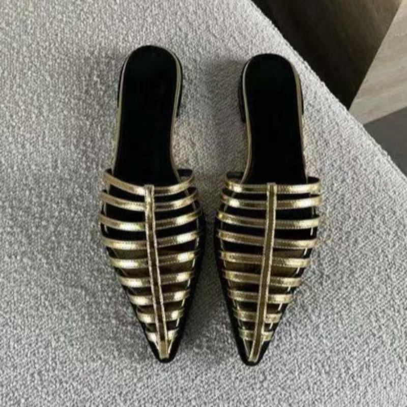 Fashion Baotou Sandals Spring New Pointed Head Shallow Mouth Thin with Soft Sole Anti-slip Wear-resistant Flat Slippers