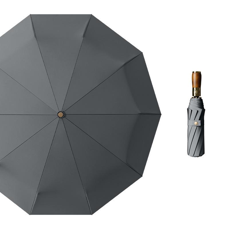 10-Bone Automatic High-End Men's Business Folding Umbrella with Logo Printing Option