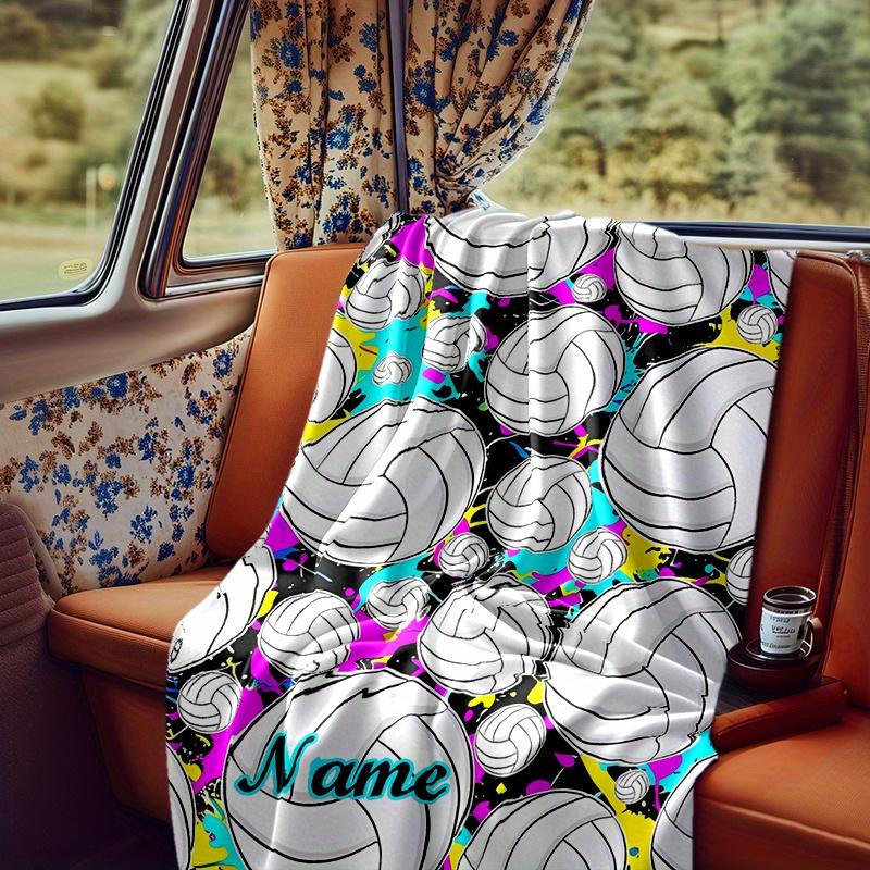 Volleyball American Flag Blanket Personalized Name Soft Comfortable Stylish Blanket Car Blanket Perfect For Travel Camping Outdoor Home Suitable For