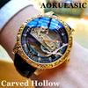 Fashion Casual Men's Watches Leather Band Mechanical Carved Hollow Tourbillon Wristwatches For Man Watch Luminous