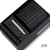Men's Black & Wine Red Striped Plaid Tie Set with Pocket Square - Formal Wedding Gift Box