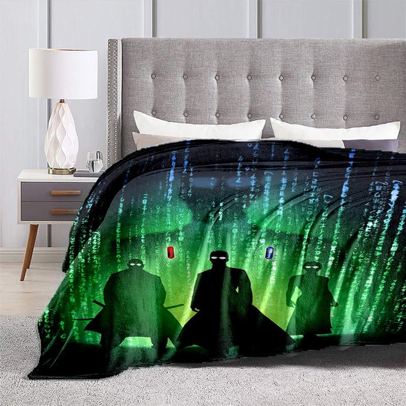 1pc Matrix Code Figures Cartoon Blanket,Portable Throw for Travel & Camping, All Season Cozy Blanket,Ideal Gift