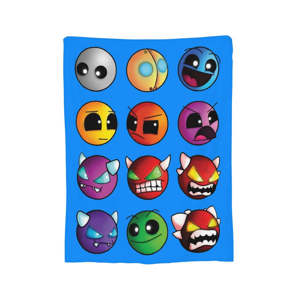 Coperta in Flanella Geometric Dash Old School Gaming, Coperte Geometry Dash per Letto Ufficio Trapunta Ultra-Morbida,