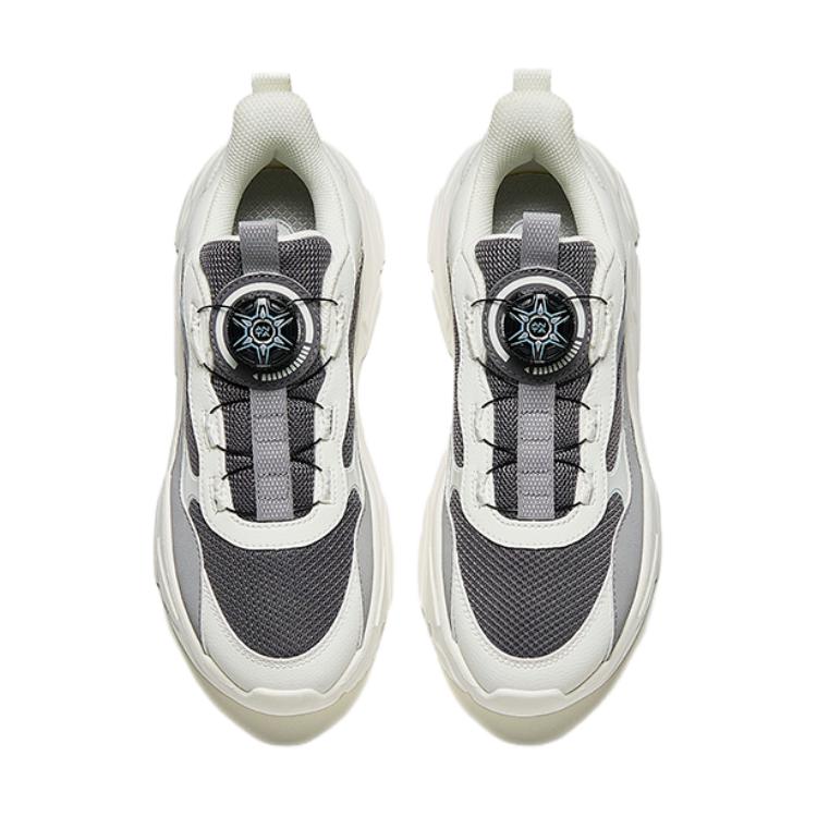 Anta Comfortable Lightweight Non-Slip Durable Kids Casual Shoes Kids Shoes Gray White A12448825-2