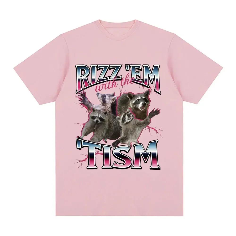 Rizz Em with The Tism Autism Racoon Tshirt Summer Casual Fashion Short Sleeve T-shirt Women's T-shirt