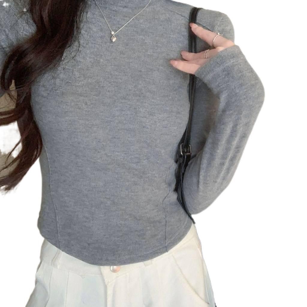 Women's High-Neck Brushed Base Layer Shirt – Slim Fit, Warm Long Sleeve, Inner Wear, Autumn/Winter Collection.